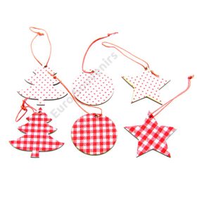 FADÍSZ 6 DB 12/1200 CSÍKOS,PÖTTYÖS PIROS 5 cm