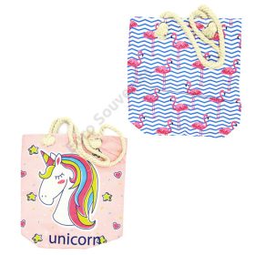 STRANDTÁSKA 10/120 40x36 cm FALAMINGÓS, UNIKORNISOS