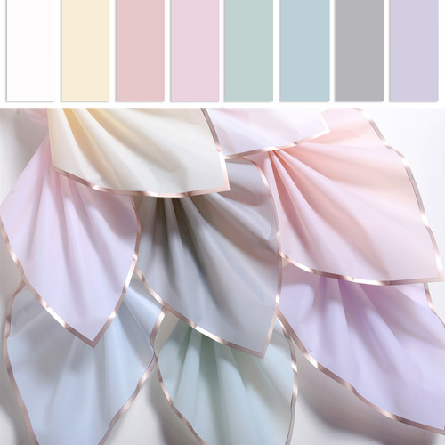 CSOMAGOLÓFÓLIA 20 DB 58x58 cm 1/100 ARANY SZÉLŰ TÖBB SZÍNBEN