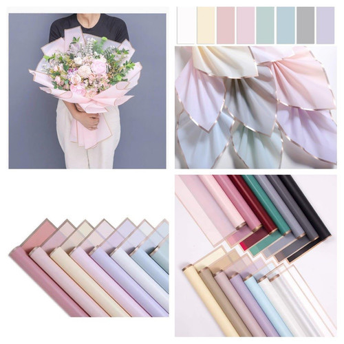 CSOMAGOLÓFÓLIA 20 DB 58x58 cm 1/100 ARANY SZÉLŰ TÖBB SZÍNBEN