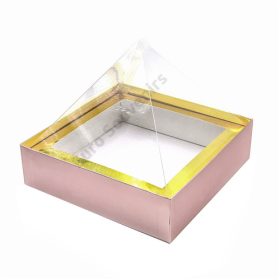 VIRÁGDOBOZ 43x43 CM 1/4 ROSEPINK, PIRAMIS TETŐVEL