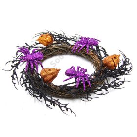 HALLOWEEN KOSZORÚ PÓKKAL 6/36 24 cm