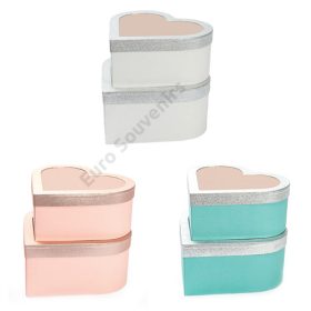 PAPÍRDOBOZ SZÍV 2 DB 1/16 26x29x13; 25x27x11 cm 3 SZÍNBEN