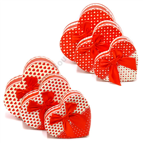 PAPÍRDOBOZ SZÍV 3 DB 1/36 21,5x21,5x9; 18,5x17,5x7,5; 15,5x14x6 cm 2 FÉLE