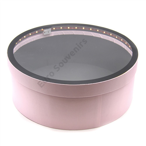 DÍSZDOBOZ LEDES KEREK 1/8 38x15 cm RÓZSASZÍN