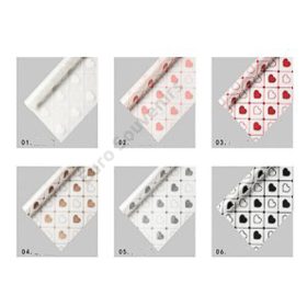 CSOMAGOLÓFÓLIA 20 DB SZÍVES 1/80 58x58 cm 6 SZÍNBEN 