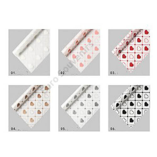 CSOMAGOLÓFÓLIA 20 DB SZÍVES 1/80 58x58 cm 6 SZÍNBEN 