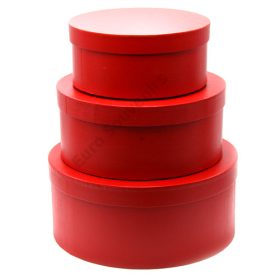 PAPÍRDOBOZ KEREK 3 DB 1/6 31x13,5; 27x11,5; 22x9,5 cm PIROS