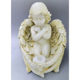 ANGYAL MÉCSESTARTÓVAL 1/36 15x13x15 cm ANTIKOLT