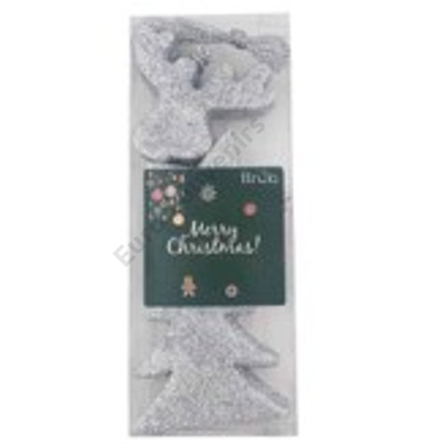 KARÁCSONYFADÍSZ 12 DB-OS 1/100 EZÜST 7x6, 7x7, 7x7,5 cm