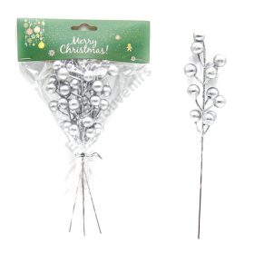 ÁG BOGYÓS 4 DB-OS 1/100 EZÜST 20 cm