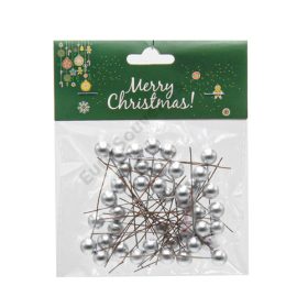 DEKORBOGYÓ PÁLCÁS 40 DB-OS 1/100 6,5 cm EZÜST