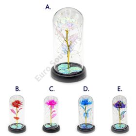 FÉMRÓZSA ÜVEGBÚRÁBAN LEDES 1/40 15x15x21 cm 5 SZÍNBEN