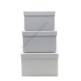   PAPÍRDOBOZ NÉGYZET 3 DB 1/24 20x20x13; 18x18x11,5; 16x16x10 cm FEHÉR