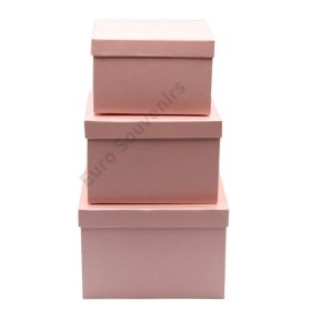  PAPÍRDOBOZ NÉGYZET 3 DB 1/24 20x20x13; 18x18x11,5; 16x16x10 cm RÓZSASZÍN