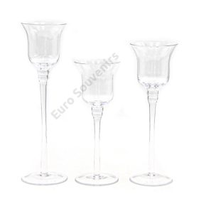 GYERTYATARTÓ ÜVEG 3 DB 1/12 20;23;26 cm 