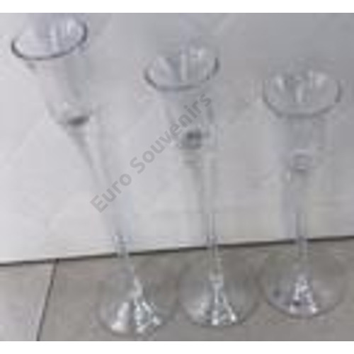 GYERTYATARTÓ ÜVEG 3 DB 1/12 20;23;26 cm 