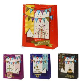 AJÁNDÉKTASAK SZÜLINAPOS 12/480 26x32x10 cm 4 FÉLE