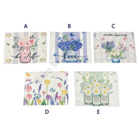 TÁNYÉRALÁTÉT TAVASZI 4/400 32x41 cm 5 FÉLE ZSÁKVÁSZON