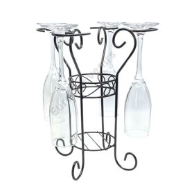 POHÁRTARTÓ FÉM+ 4 DB POHÁR 1/8 30x20,5 cm