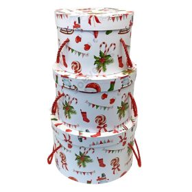   PAPÍRDOBOZ KEREK 3 DB KARÁCSONYI 1/18 19x13;22x14,5;25,5x15 cm