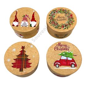 PAPÍRDOBOZ KEREK KARÁCSONYI 12/216 10,8x5,5 cm 4 FÉLE