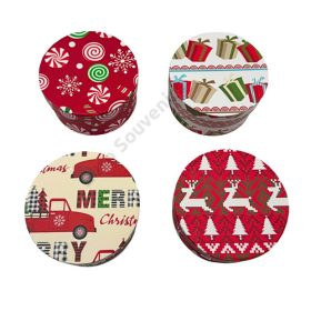 PAPÍRDOBOZ KEREK KARÁCSONYI 12/216 10,8x5,5 cm 4 FÉLE