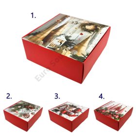 PAPÍRDOBOZ KARÁCSONYI 10/600 20x20x8 cm 4 FÉLE