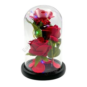 BÁRSONY RÓZSÁK ÜVEGBÚRÁBAN 1/40 14x22 cm LEDES