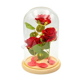 BÁRSONY RÓZSÁK ÜVEGBÚRÁBAN 1/8 17x26 cm LEDES