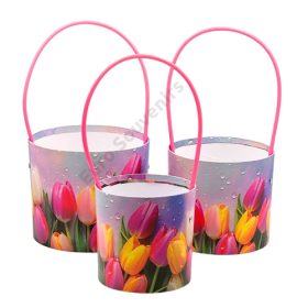 PAPÍRDOBOZ 3 DB 1/45 12x12;14x13; 15,5x13,5 cm TULIPÁNOS