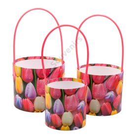 PAPÍRDOBOZ 3 DB 1/45 12x12; 14x13; 15,5x13,5 cm TULIPÁNOS