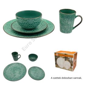 ÉTKÉSZLET ZÖLD 16 DB-OS 1/2