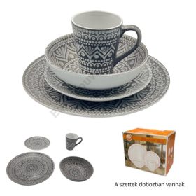 ÉTKÉSZLET SZÜRKE 16 DB-OS 1/2