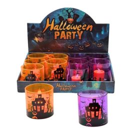 LEDES MÉCSES HALLOWEEN 12/480 7x7 cm 2 SZÍNBEN