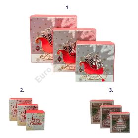   PAPÍRDOBOZ 3 DB KARÁCSONYI 1/96 3 FÉLE 13x13 cm;11x11cm; 9x9cm
