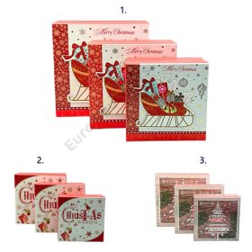   PAPÍRDOBOZ 3 DB KARÁCSONYI 1/48 3 FÉLE 15,5x15,5 cm; 18x18 cm; 20x20 cm