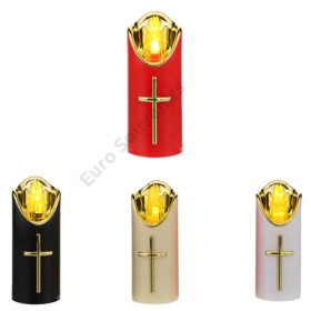 LEDES GYERTYA 12/240 5,2x12,2 cm KERESZTTEL 4 SZÍNBEN