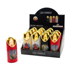 LEDES GYERTYA 12/240 5,2x12,2 cm SZENTKÉPPEL 4 SZÍNBEN