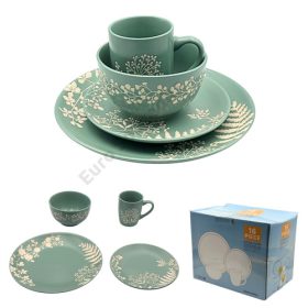 ÉTKÉSZLET VIRÁGOS KÉK 16 DB-OS 1/2 