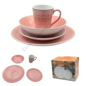 ÉTKÉSZLET RÓZSASZÍN 16 DB-OS 1/2 