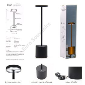 LED ASZTALI LÁMPA 1/20 8x34 cm FEKETE