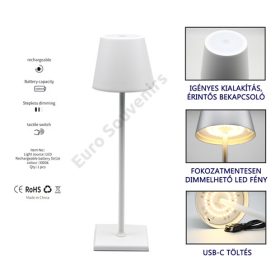 LED ASZTALI LÁMPA 1/10 10x38 cm FEHÉR