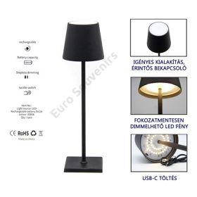 LED ASZTALI LÁMPA 1/10 10x38 cm FEKETE