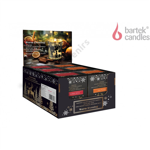 GYERTYA ILLATOS "WARM EVENING" 200 GR.2 FÉLE ,SZÓJAVIASZ,FAKANÓC 47 ÓRA