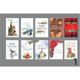 Kísérőkártya 10db /csomag karácsonyi vegyesen 4x6 cm