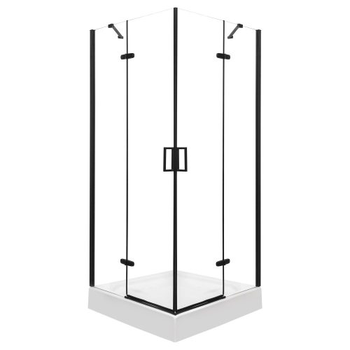 Flow Black szögletes nyílóajtós zuhanykabin 90 cm