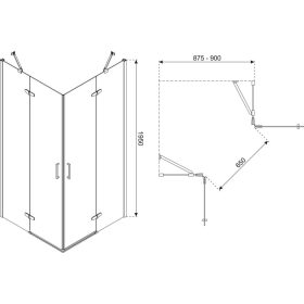   Flow Gold szögletes nyílóajtós zuhanykabin zuhanytálca nélkül