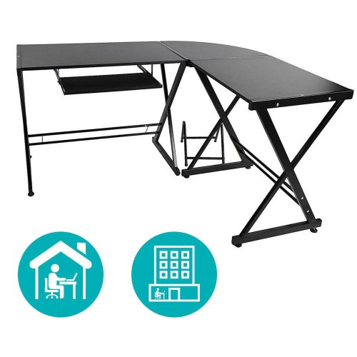 L alakú íróasztal-fekete