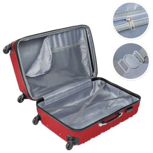 4 db-os merev falú bőrönd szett, 4 színben-piros